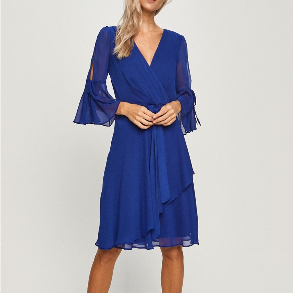 Elegant Blue Wrap Dress